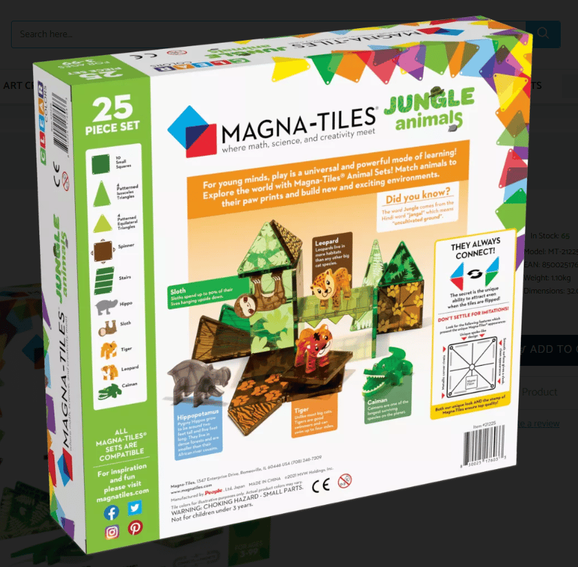 Magna-Tiles Jungle Animals 25-Piece building set