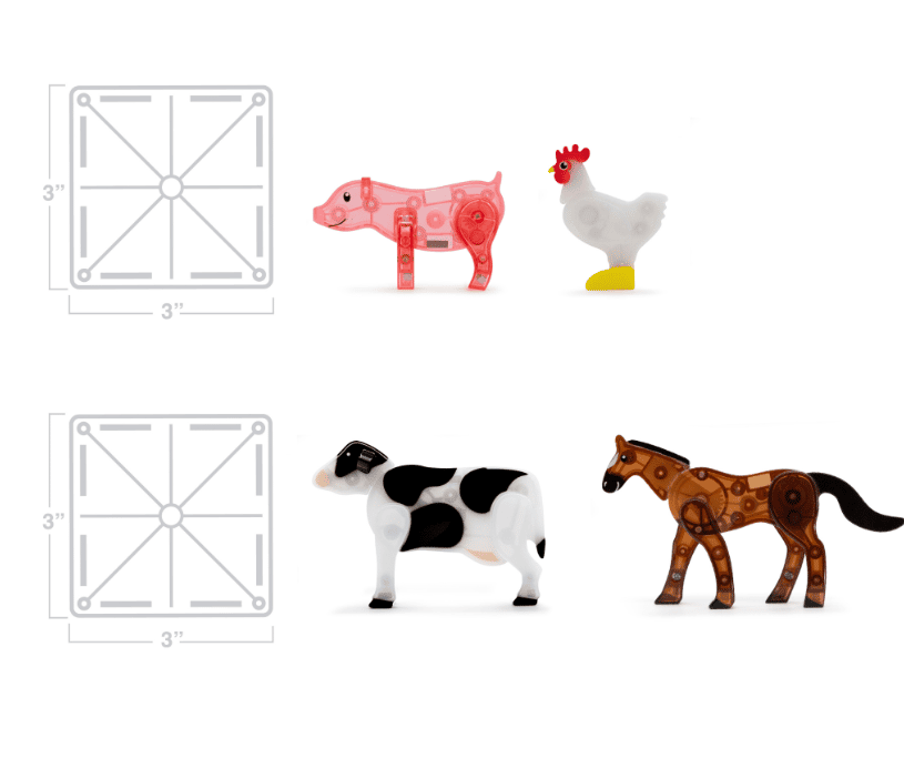 Magna-Tiles Farm Animals 25-Piece Set magnetic building set