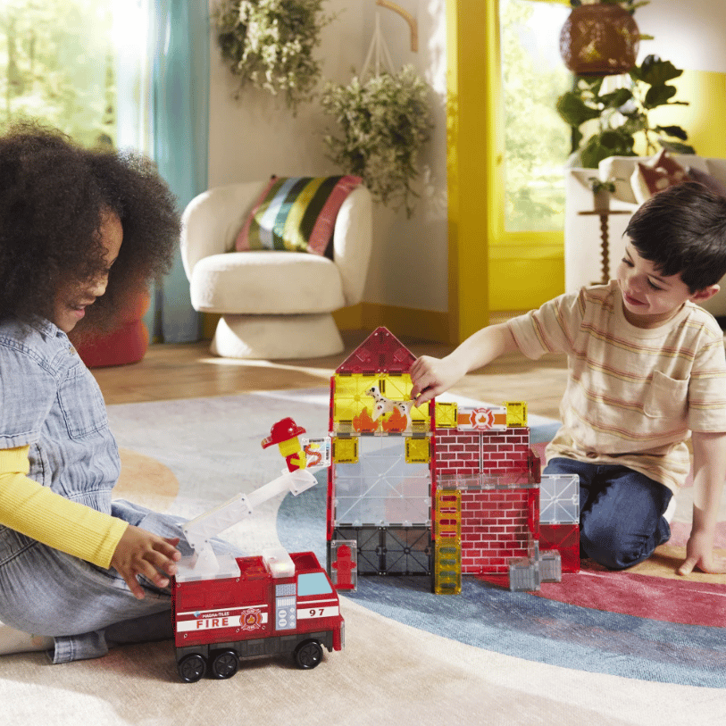 Magna-Tiles microMAGS Fire Station 50 parts