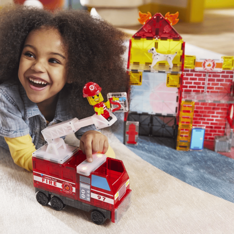 Magna-Tiles microMAGS Fire Station 50 parts