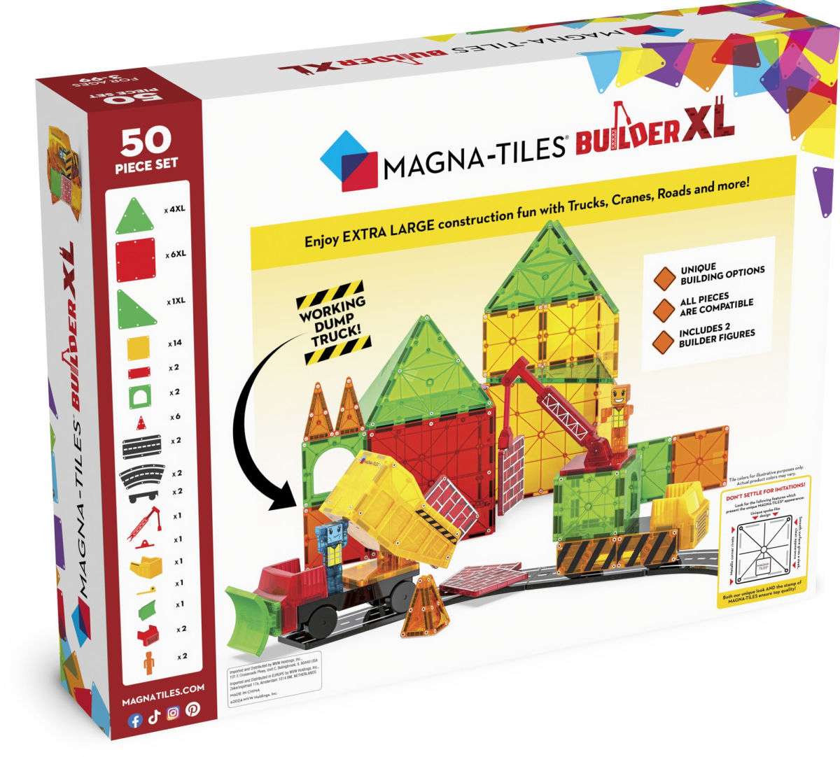 Magna-Tiles Magnetska građevna igračka Builder XL Trucks 50 dijelova