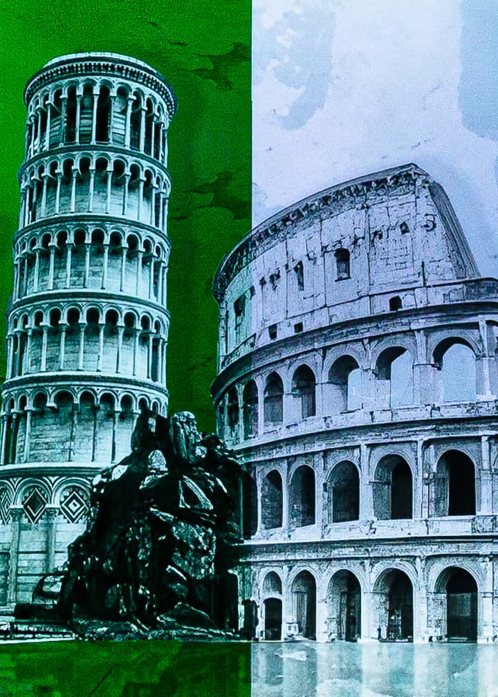 Italy Wall Picture with Backlight - Flag and Monuments