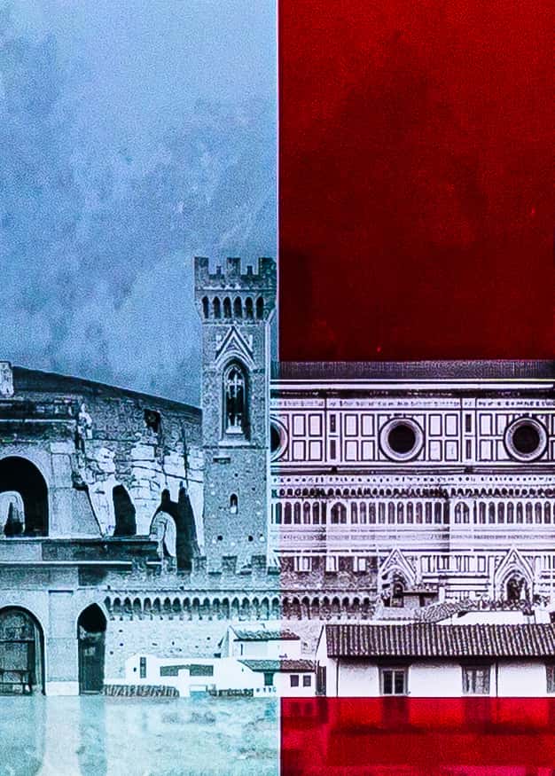 Italy Wall Picture with Backlight - Flag and Monuments