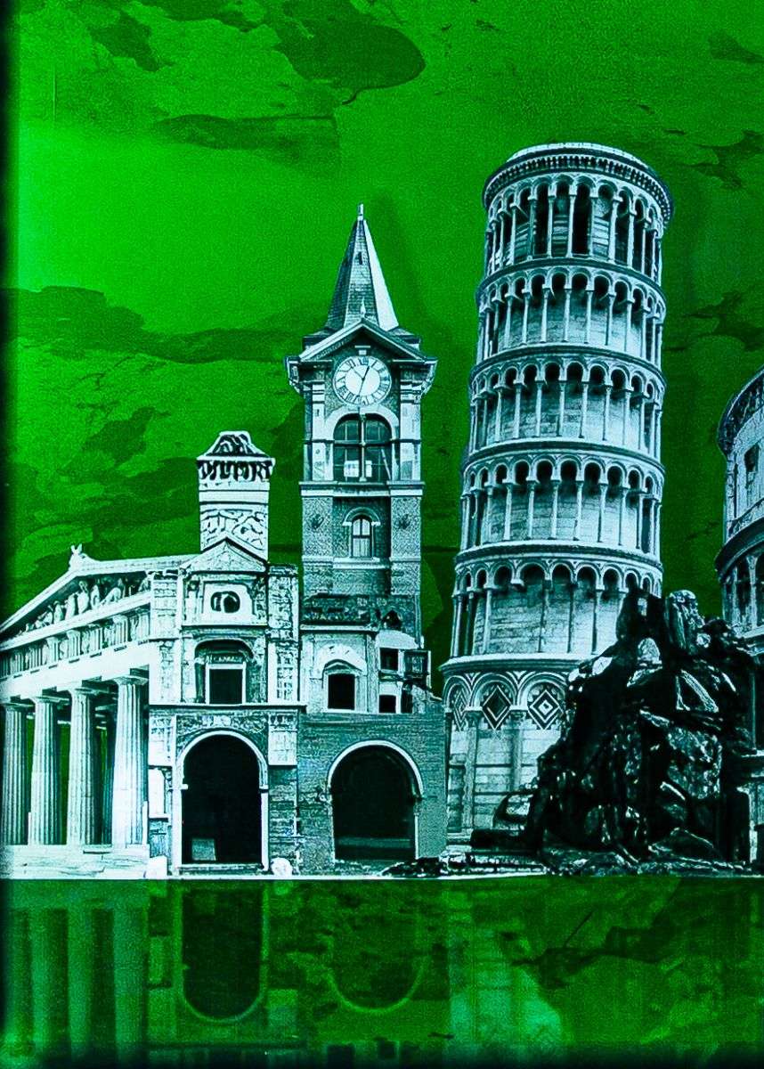 Italy Wall Picture with Backlight - Flag and Monuments