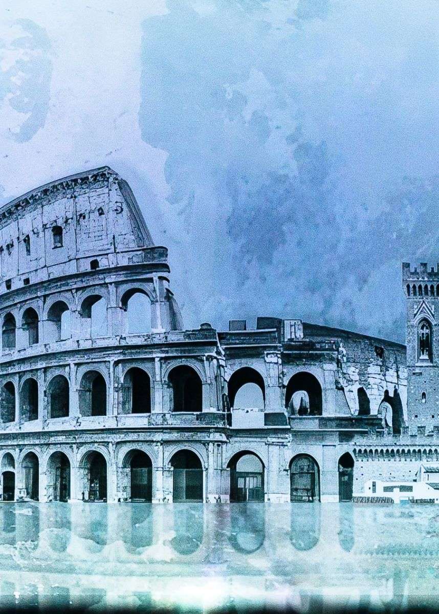 Italy Wall Picture with Backlight - Flag and Monuments