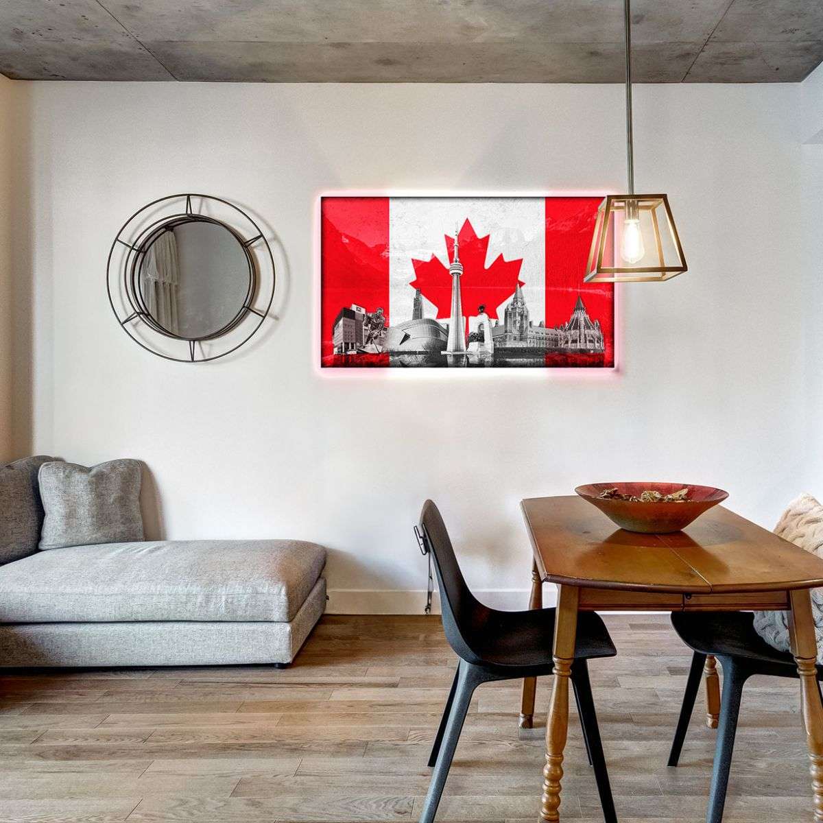 Canada wall art with backlight - flag and monuments