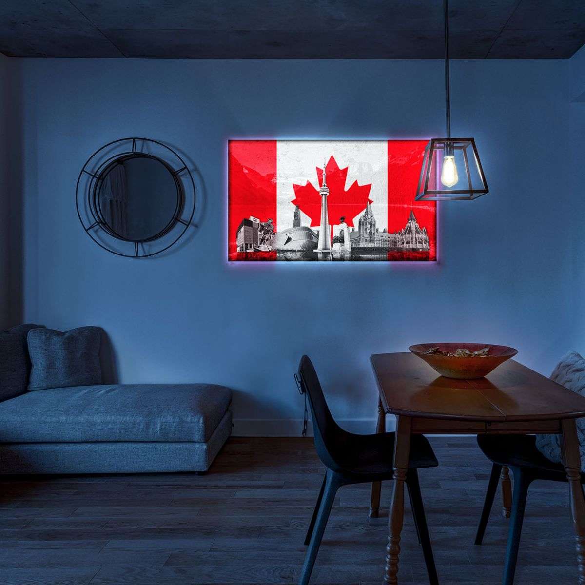Canada wall art with backlight - flag and monuments