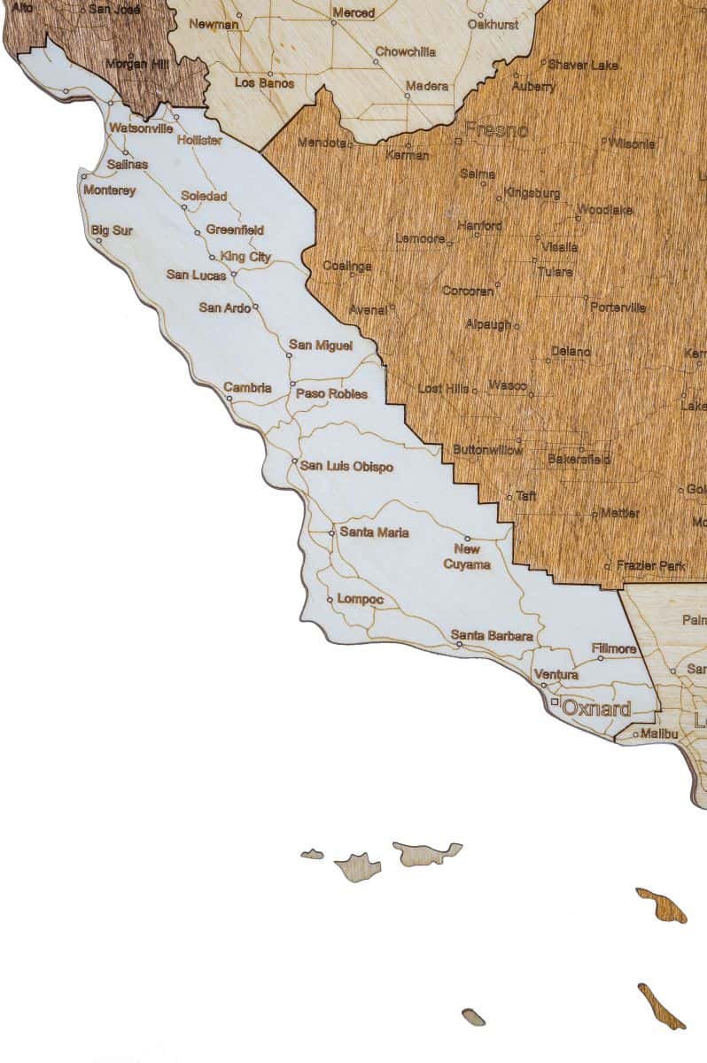California wooden map