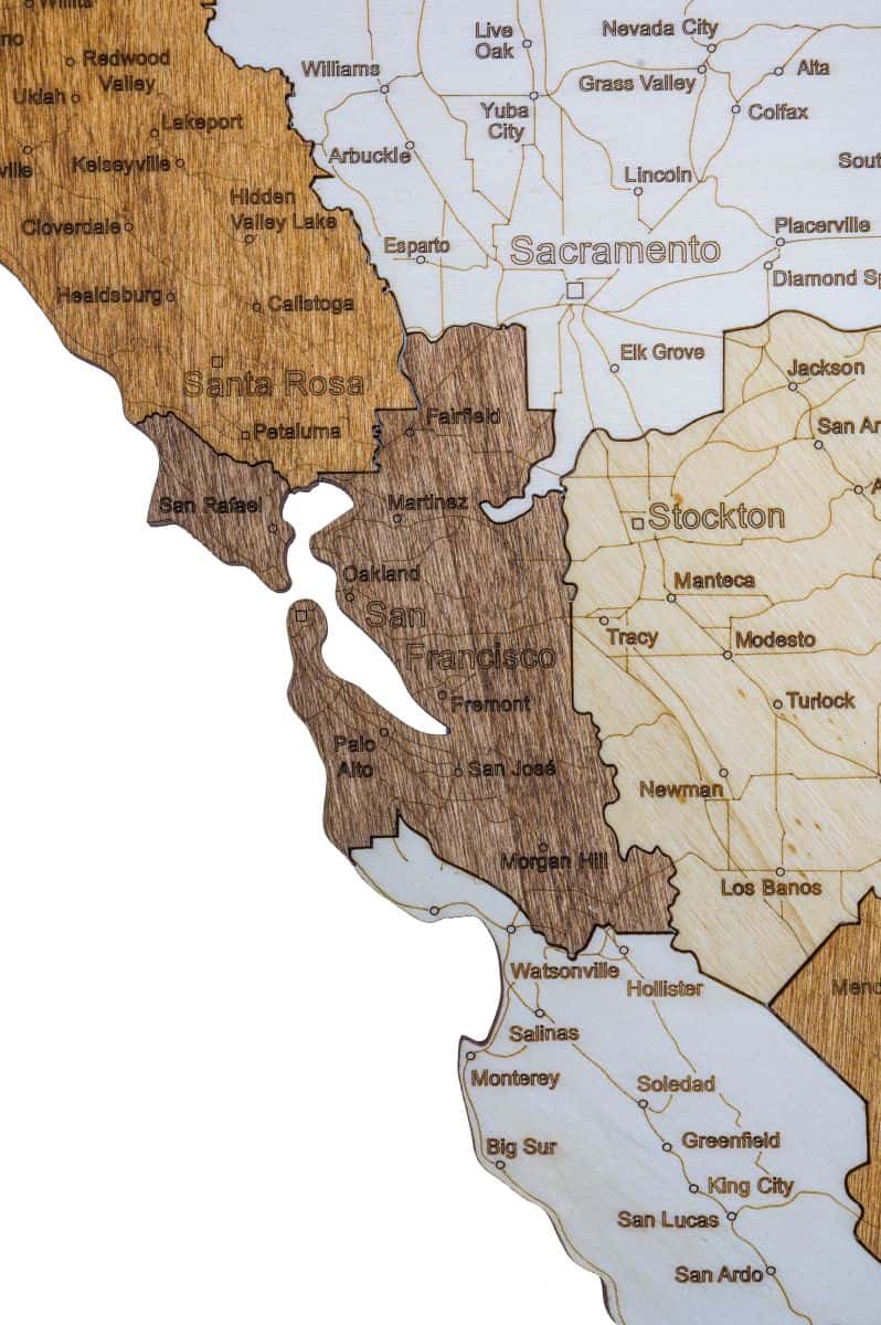 California wooden map