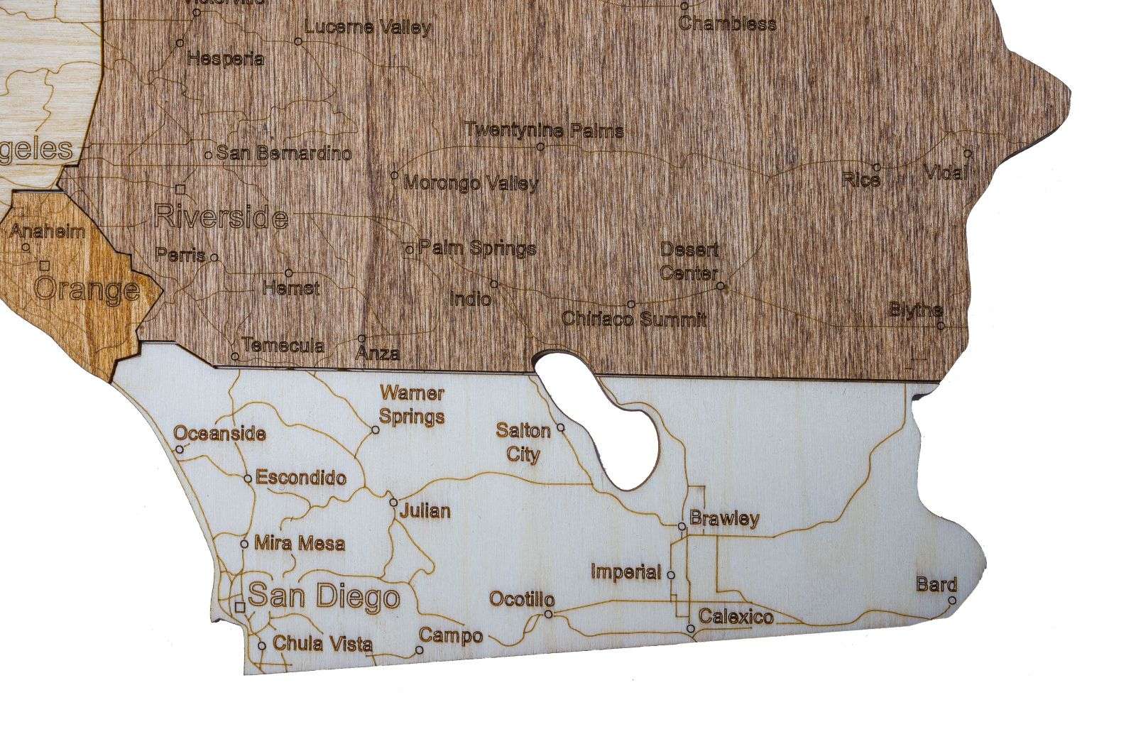California wooden map