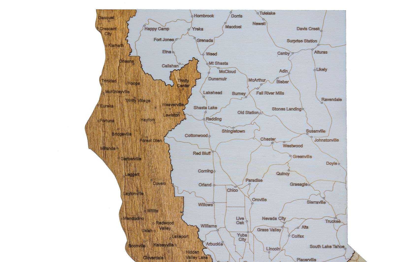 California wooden map