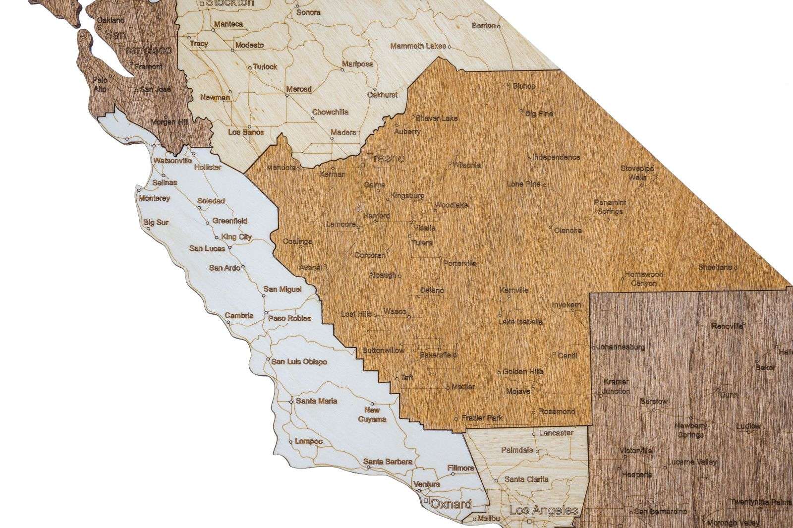 California wooden map