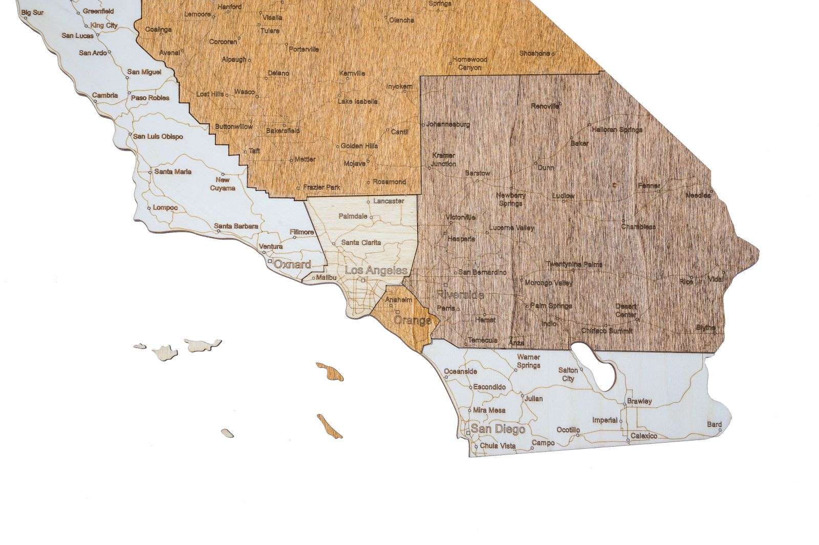 California wooden map