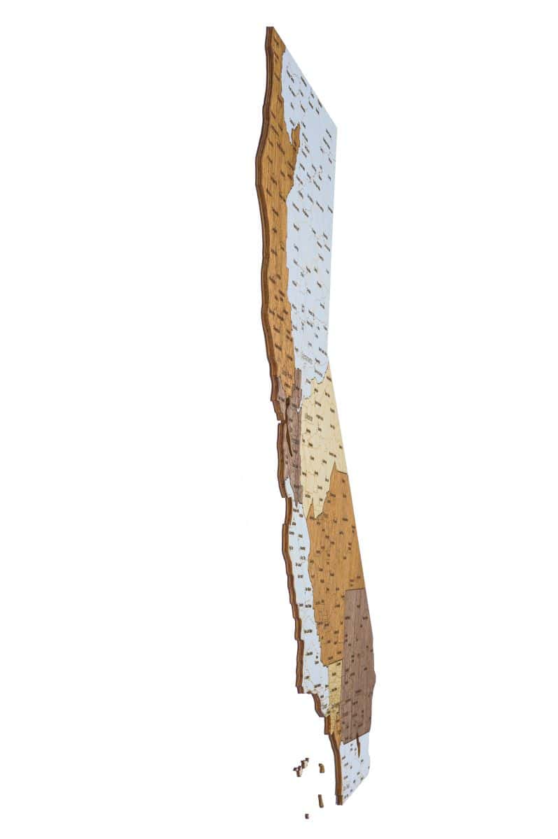 California wooden map