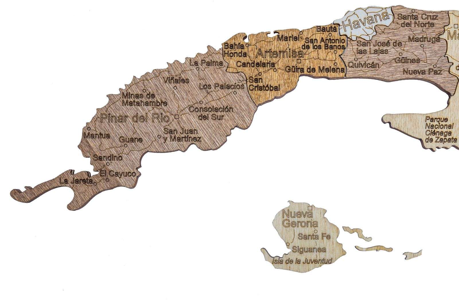 Cuba wooden map