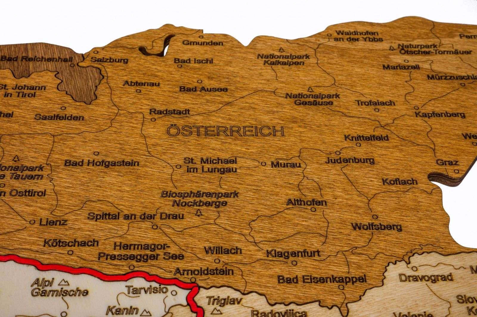 Wooden Map of the Via Alpina Route