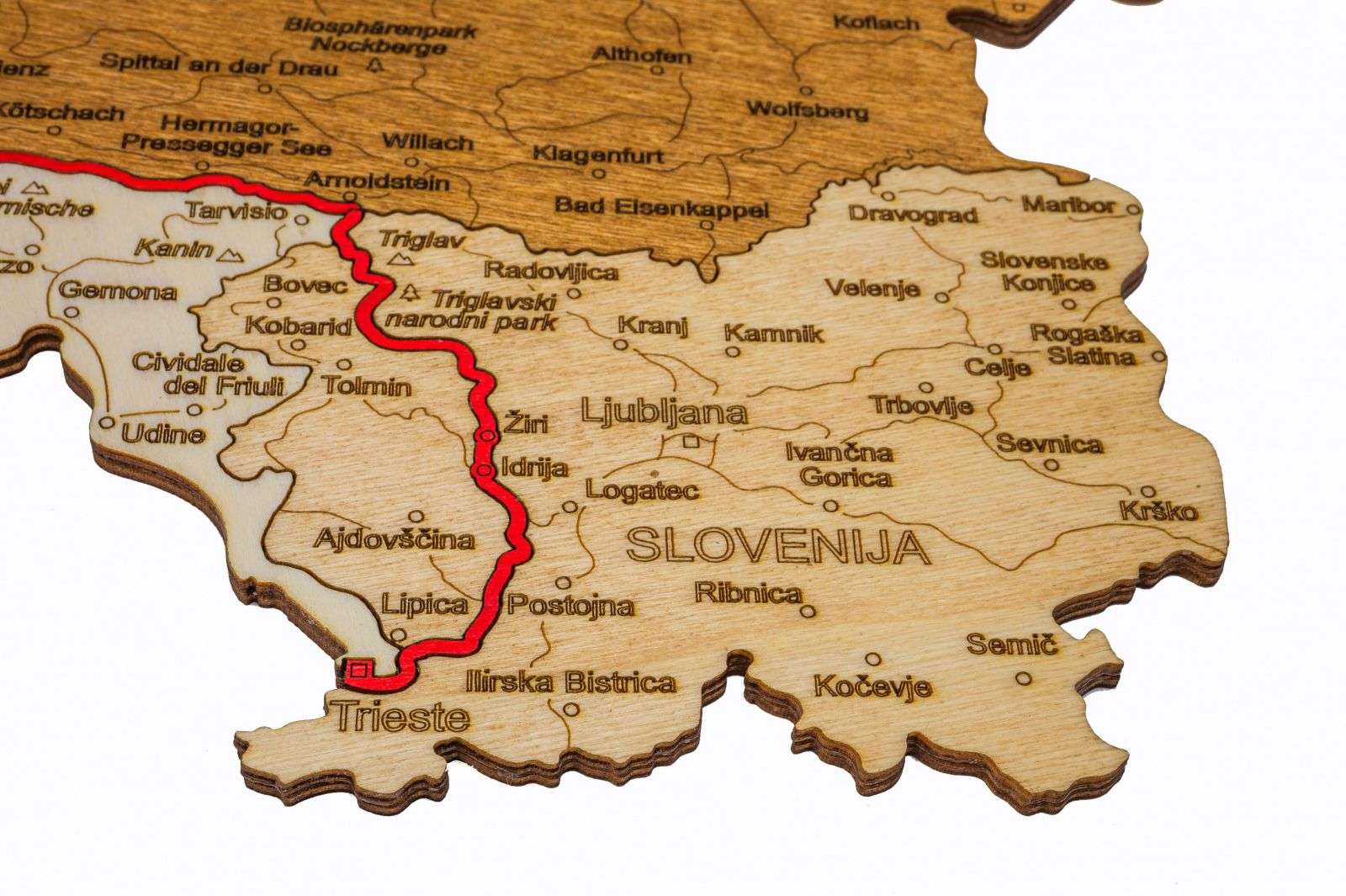 Wooden Map of the Via Alpina Route