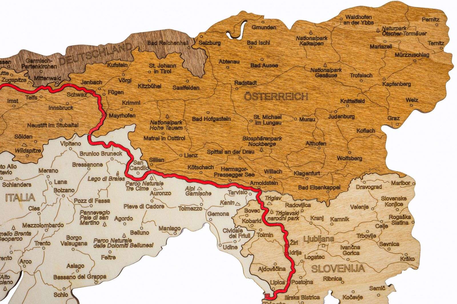 Wooden Map of the Via Alpina Route