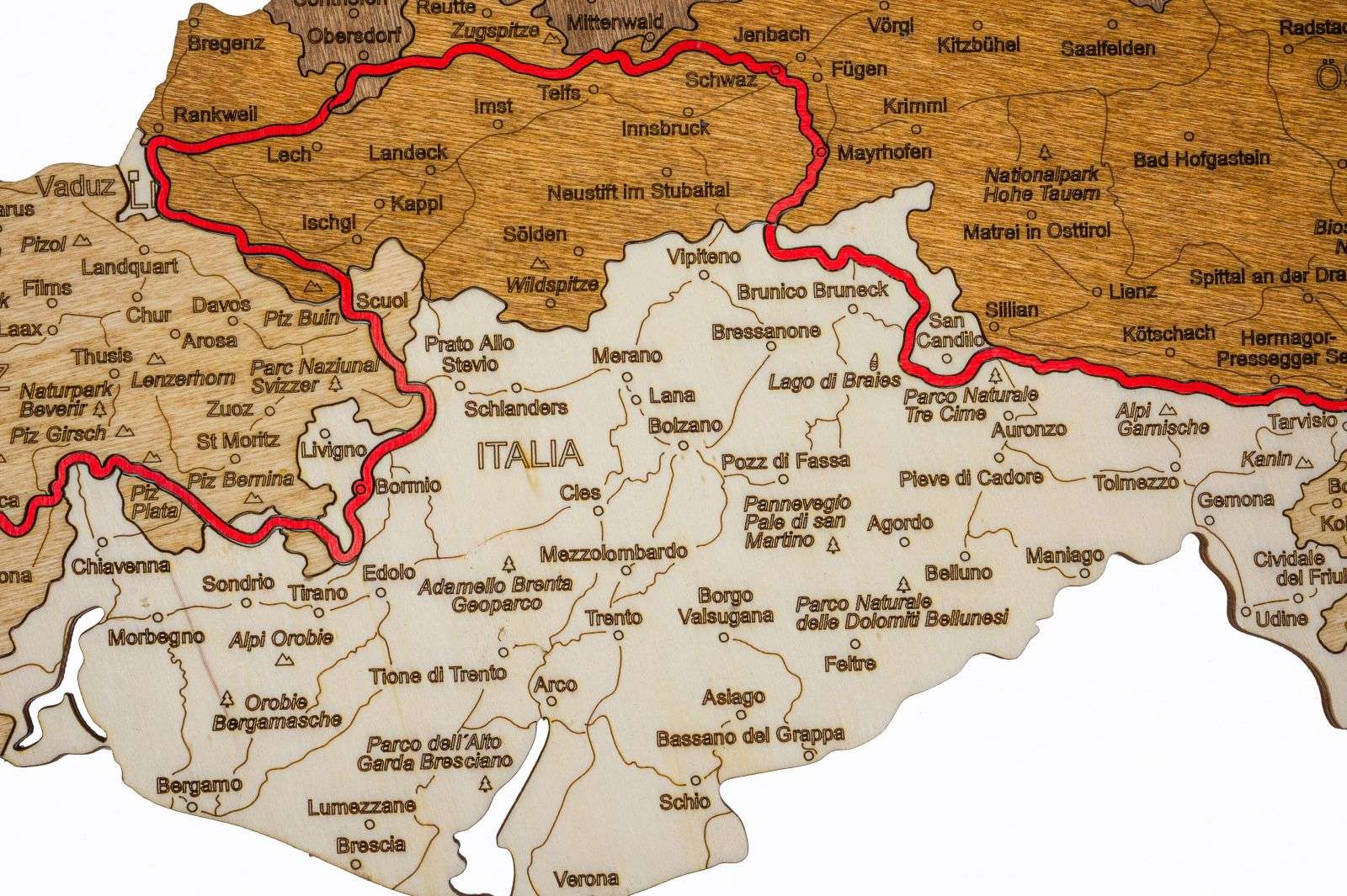 Wooden Map of the Via Alpina Route