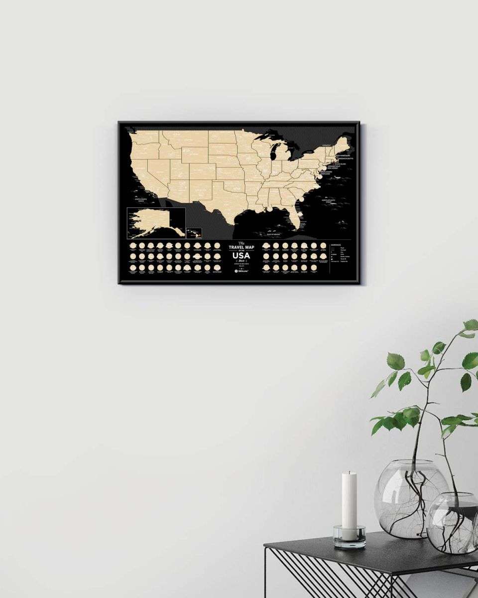 Black Travel Map USA Scratch off