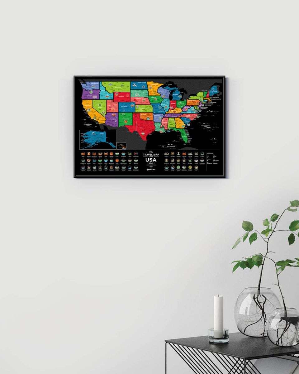 Black Travel Map USA Scratch off