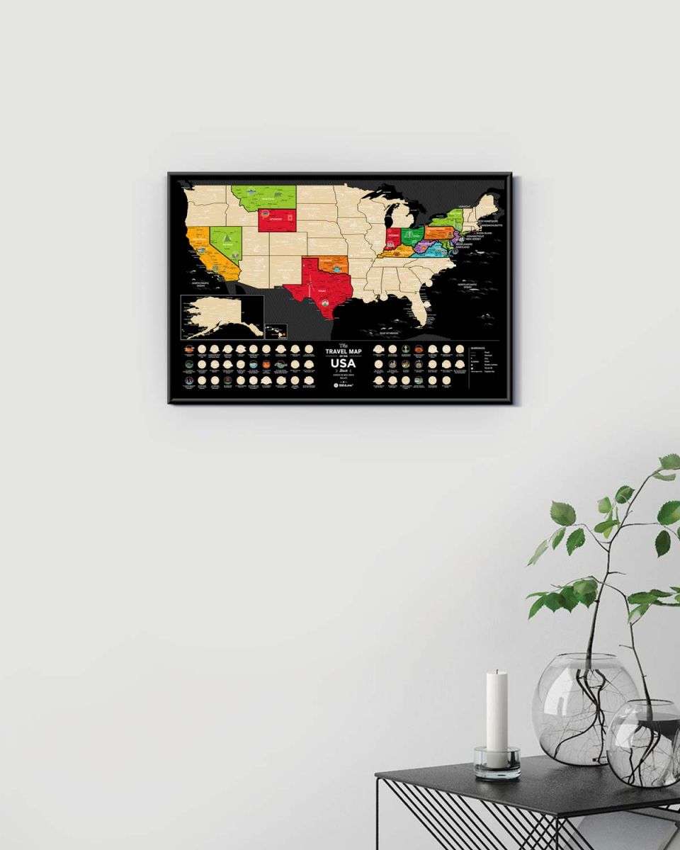 Black Travel Map USA Scratch off