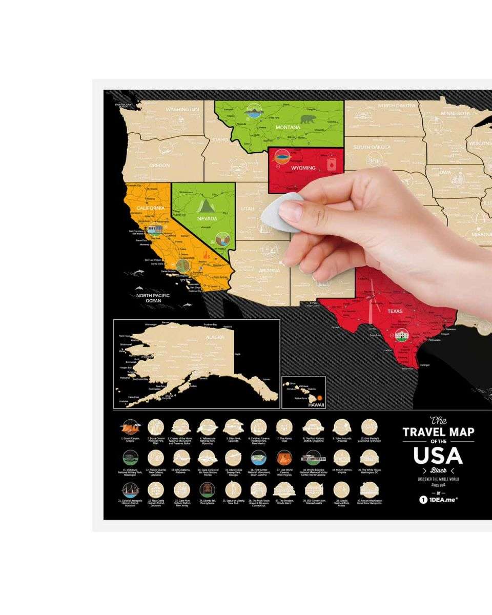 Black Travel Map USA Scratch off