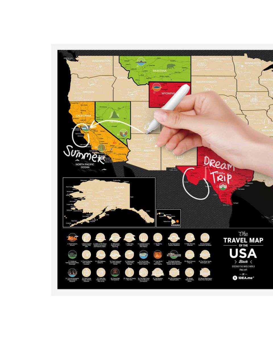 Black Travel Map USA Scratch off