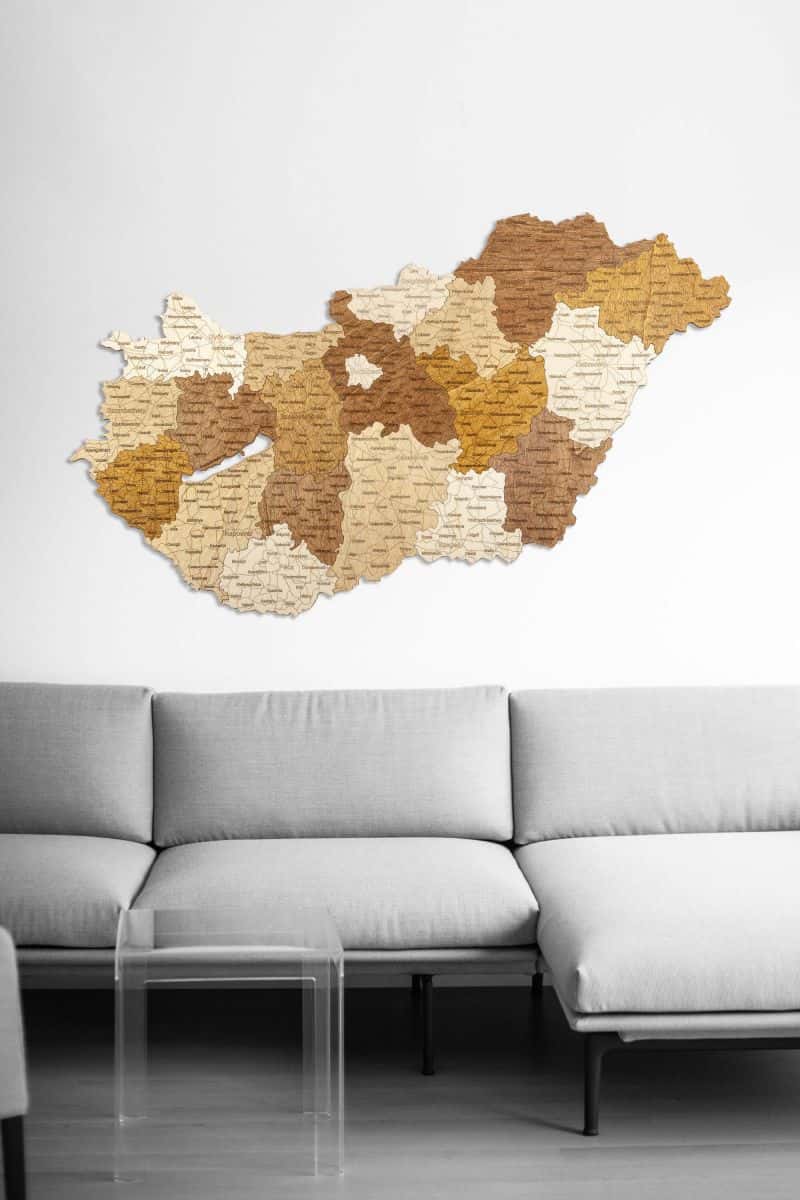 Hungary Wooden Map