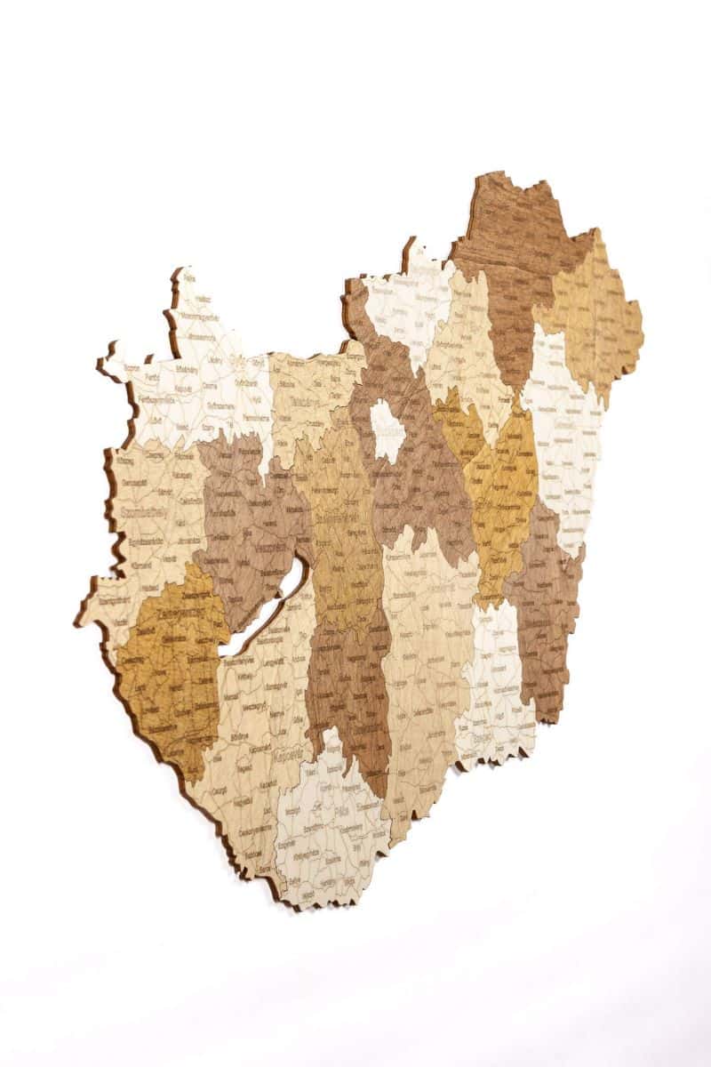Hungary Wooden Map