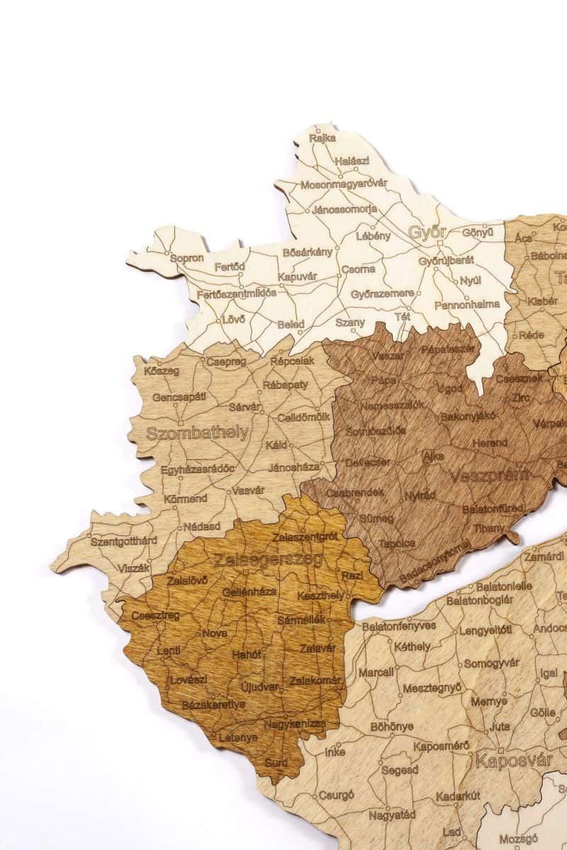 Hungary Wooden Map