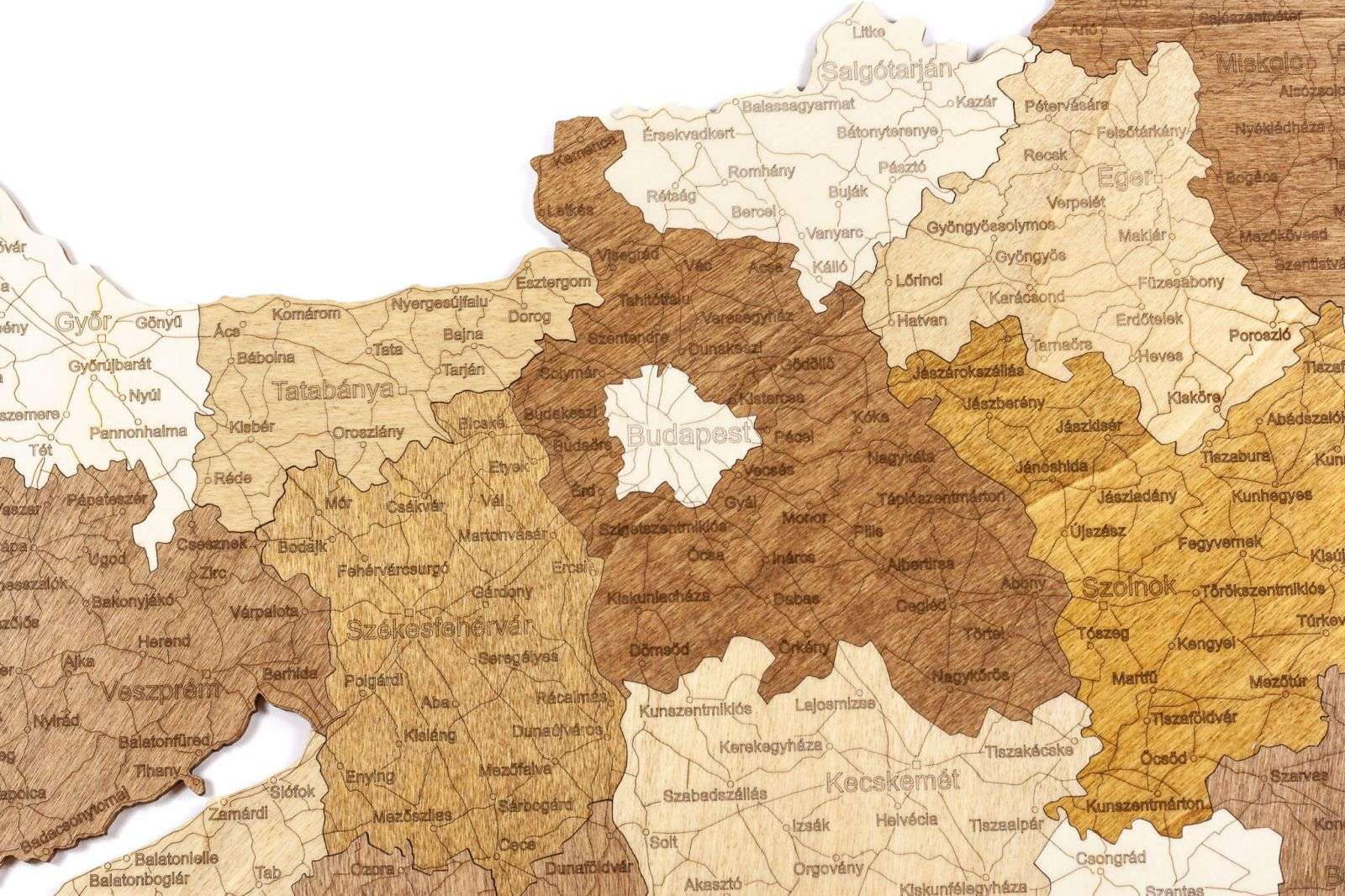 Hungary Wooden Map