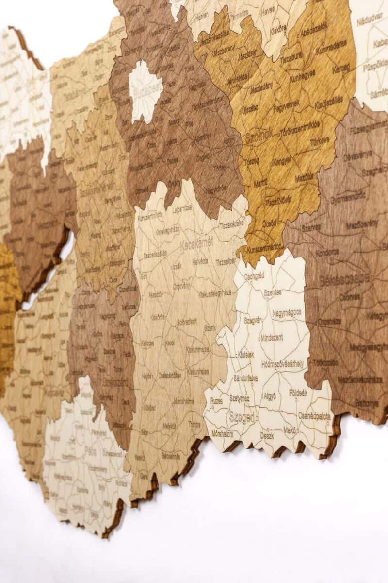 Hungary Wooden Map