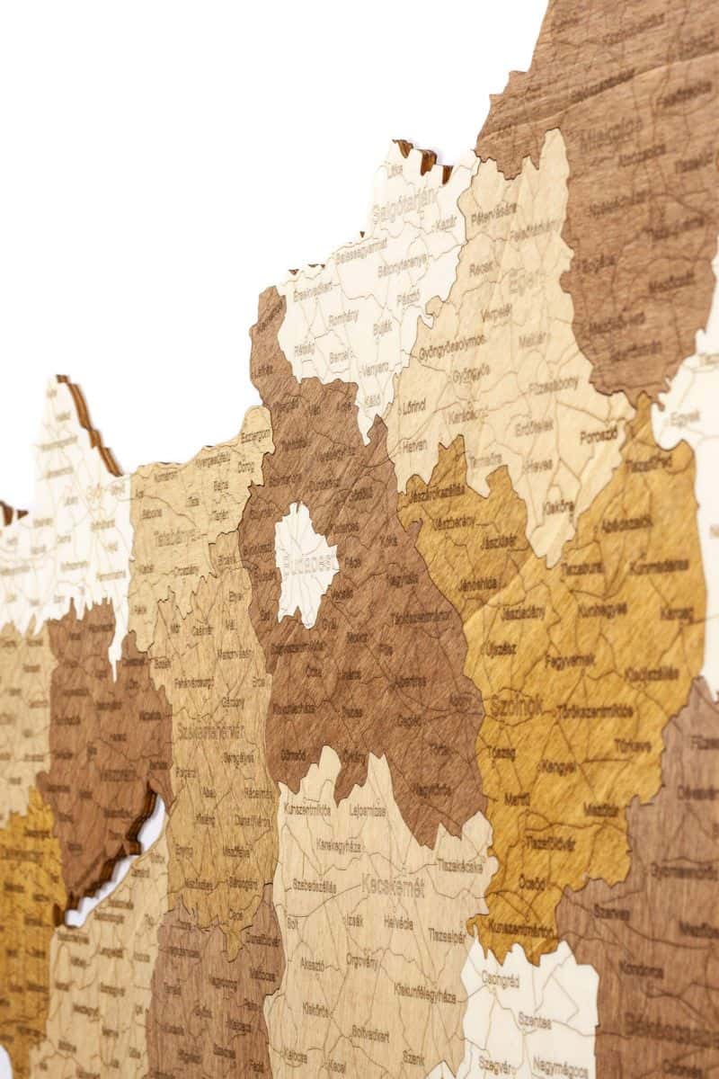 Hungary Wooden Map