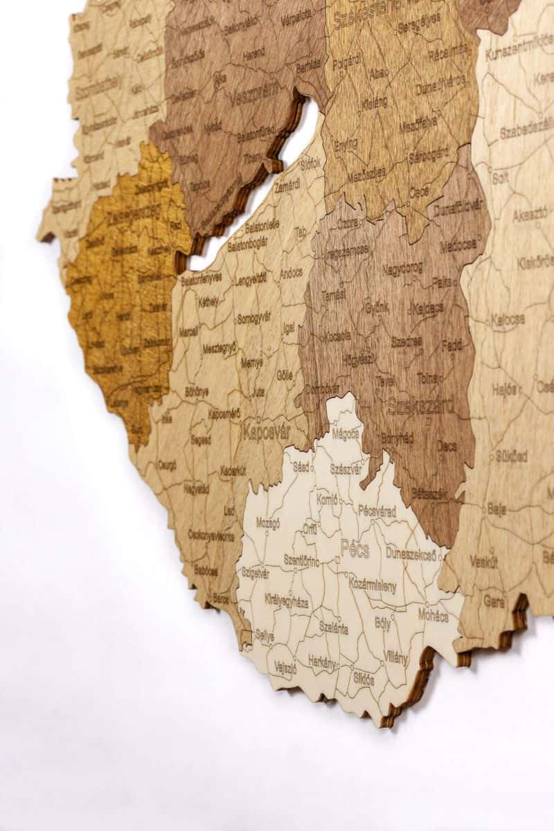 Hungary Wooden Map