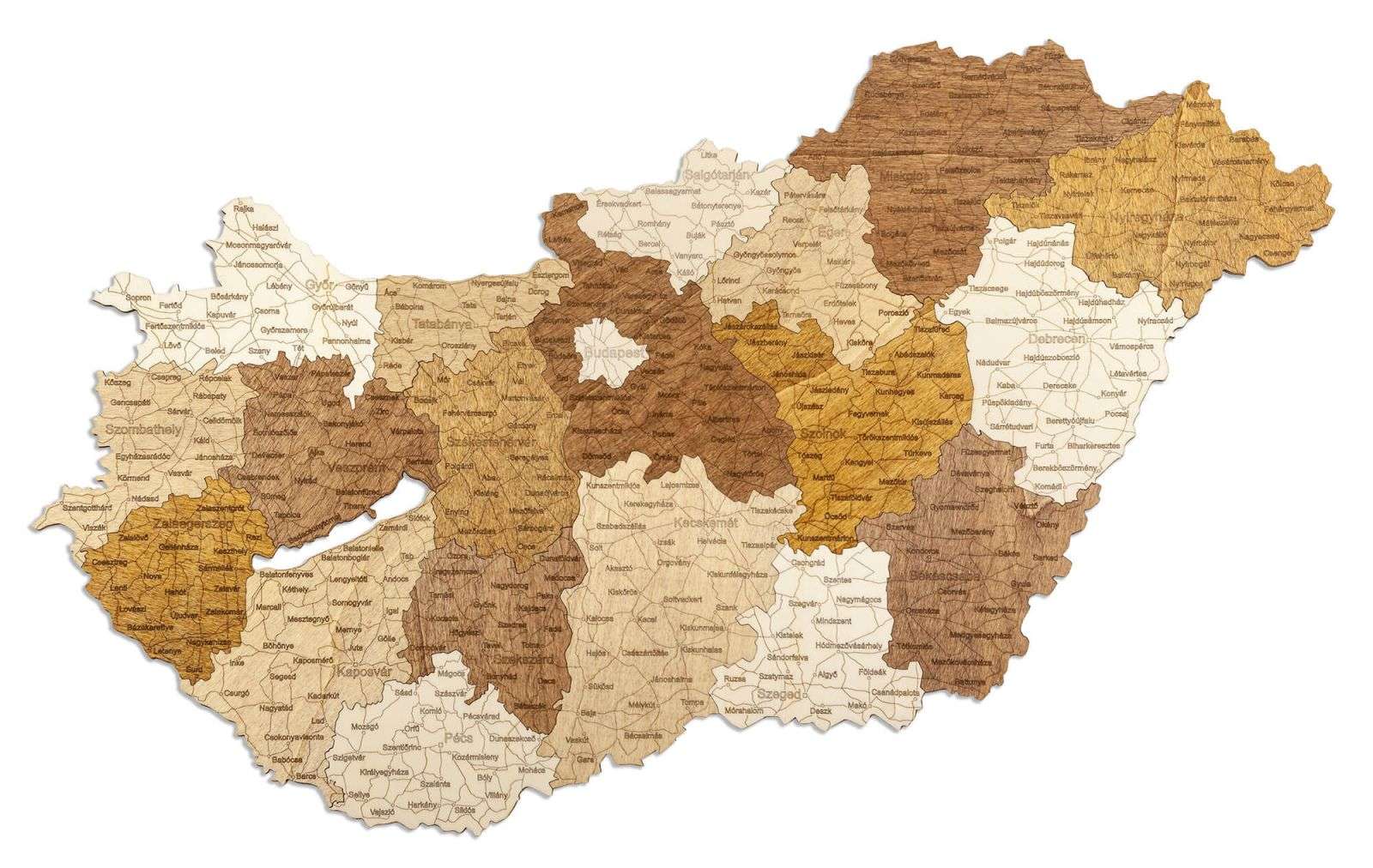 Hungary Wooden Map