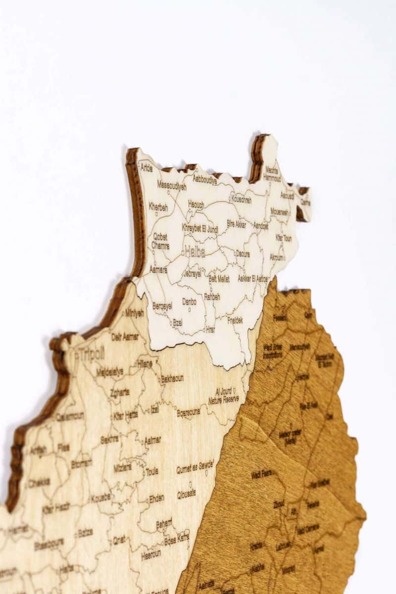 Hartă din lemn a Libanului