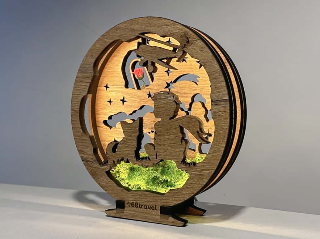 Wooden LED lamp Little Prince