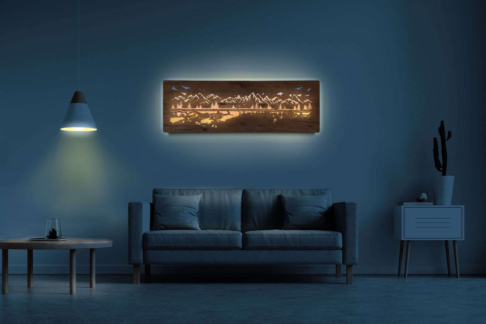 Lake in the mountains - illuminated picture