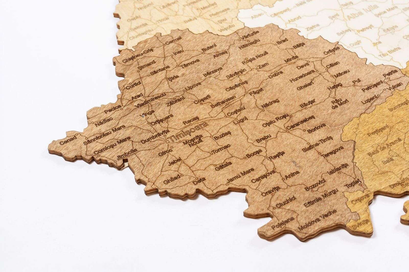 Romania Wooden Map