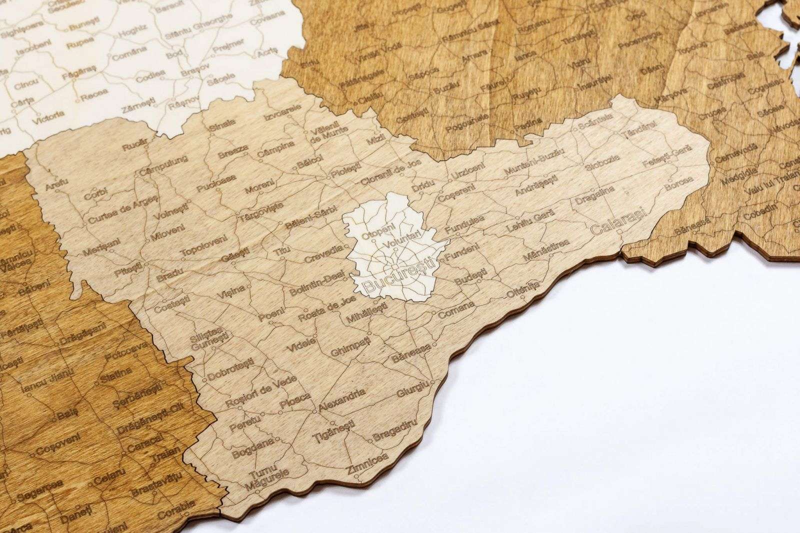 Romania Wooden Map