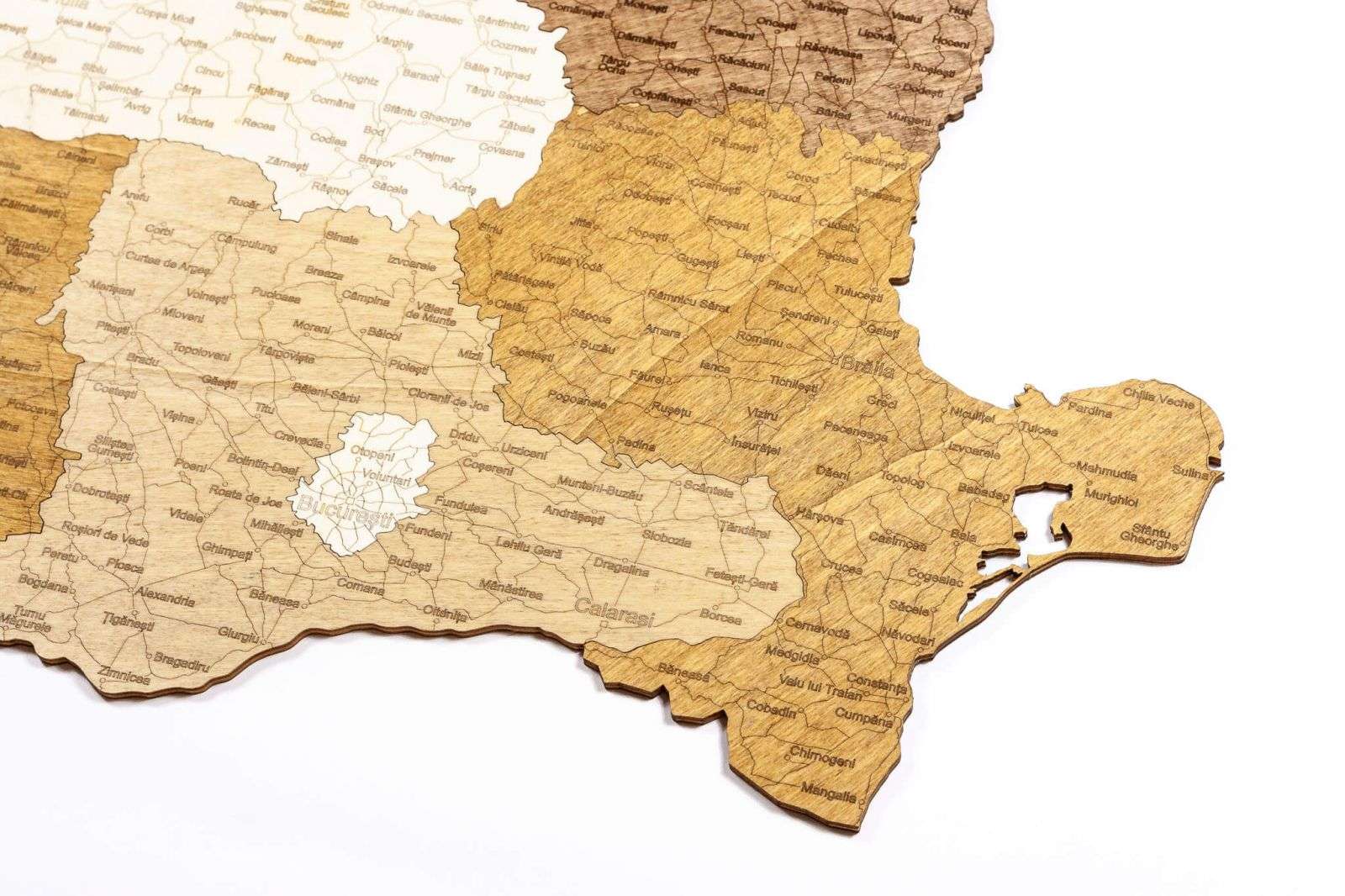 Romania Wooden Map