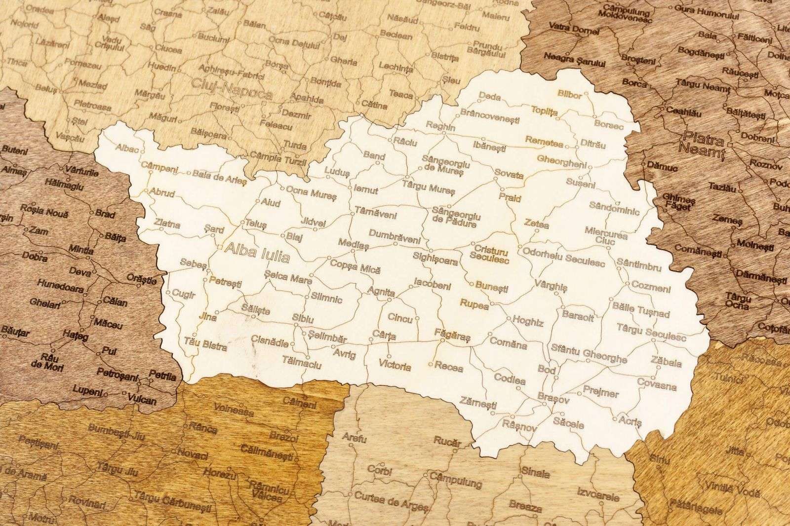 Romania Wooden Map
