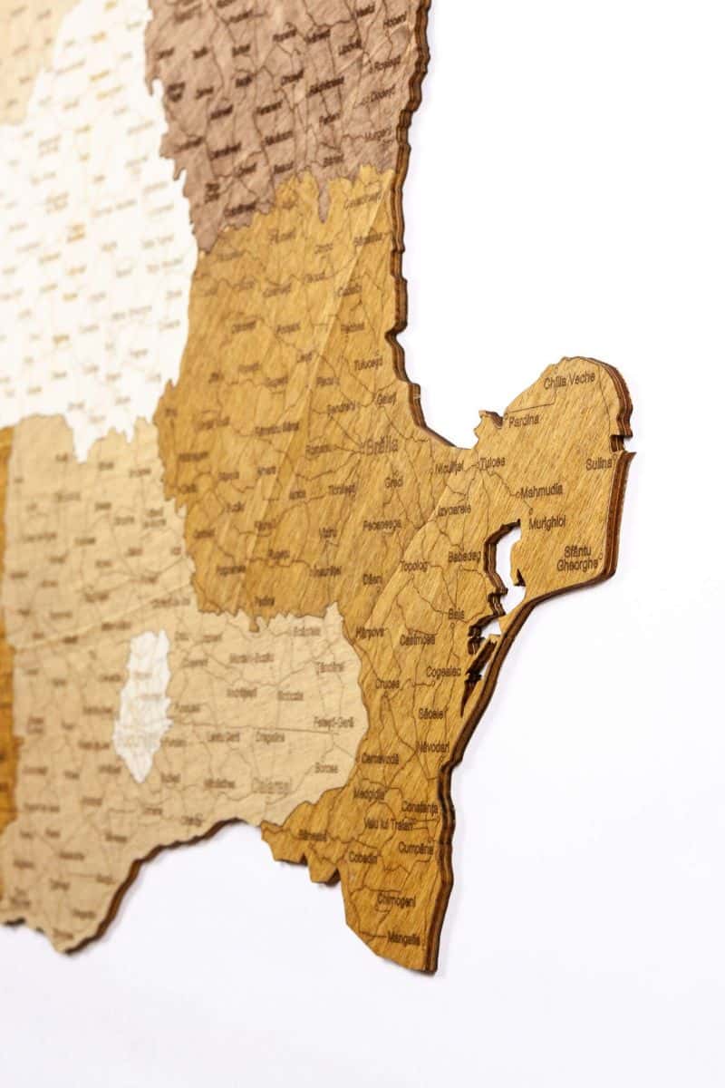 Romania Wooden Map
