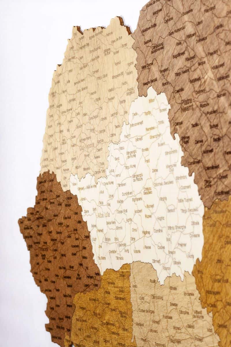 Romania Wooden Map