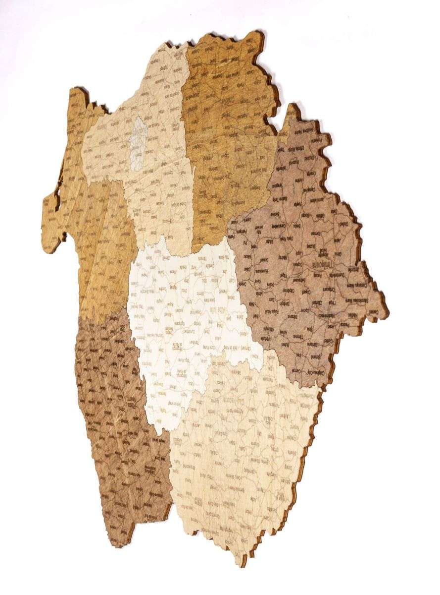Romania Wooden Map