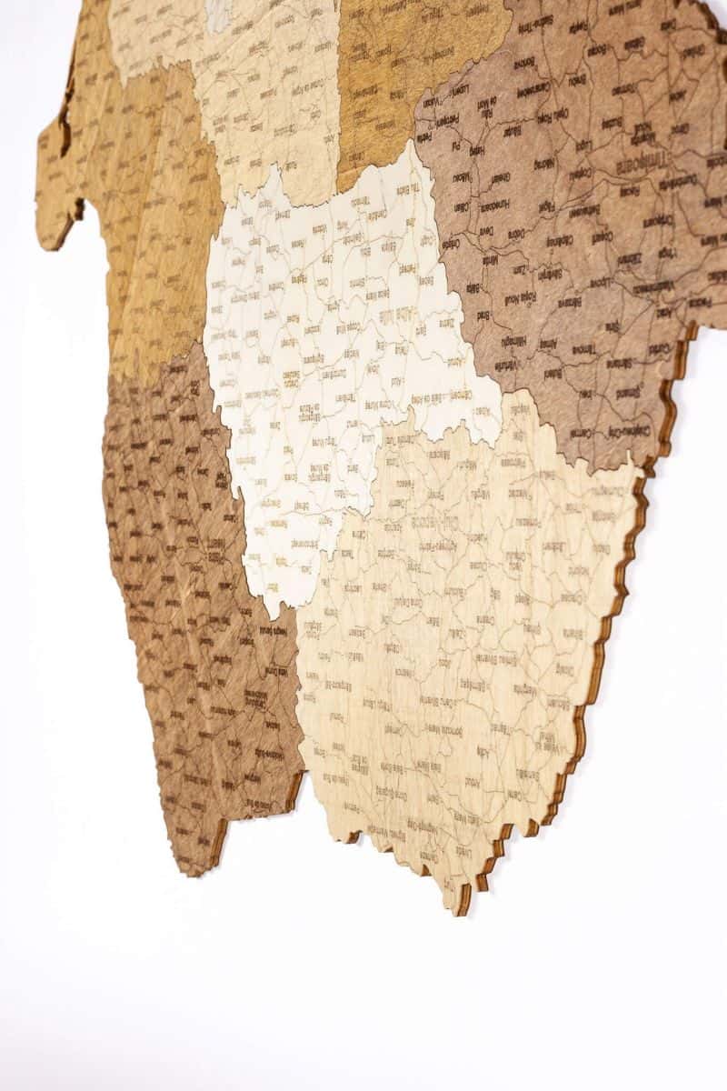 Romania Wooden Map