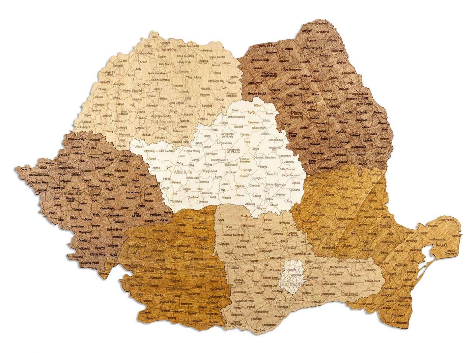 Romania Wooden Map