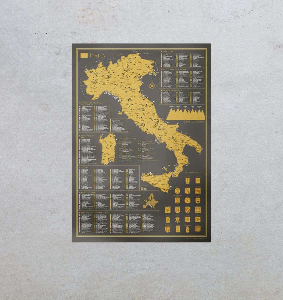 Scratch map of Italy