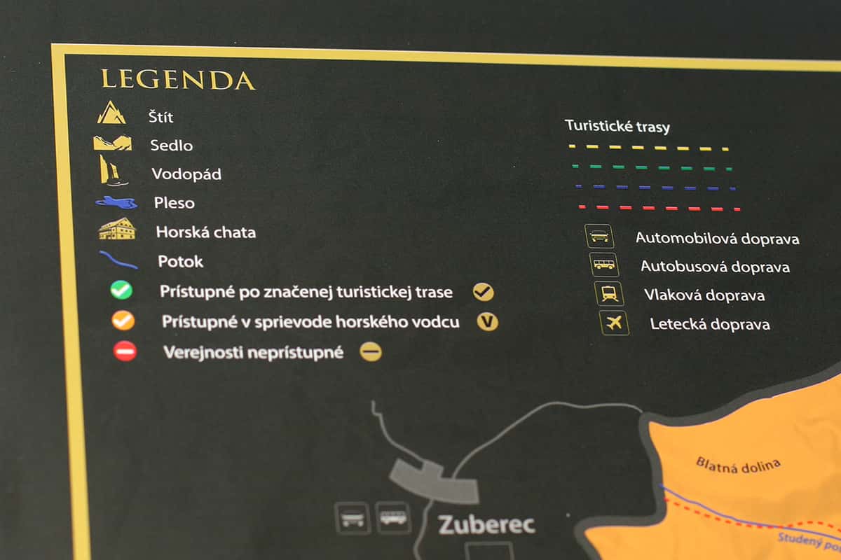 Scratch map of the Western, Belianske and High Tatras